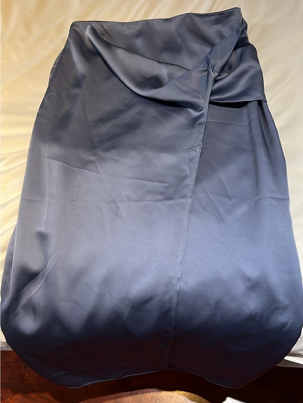 Satin Navy Wrap Skirt - Women's